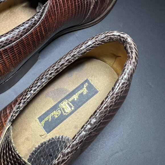 Vintage Jonathan Richards Men's Brown Genuine Leather Snakeskin Derby Shoes 8M - Picture 7 of 11